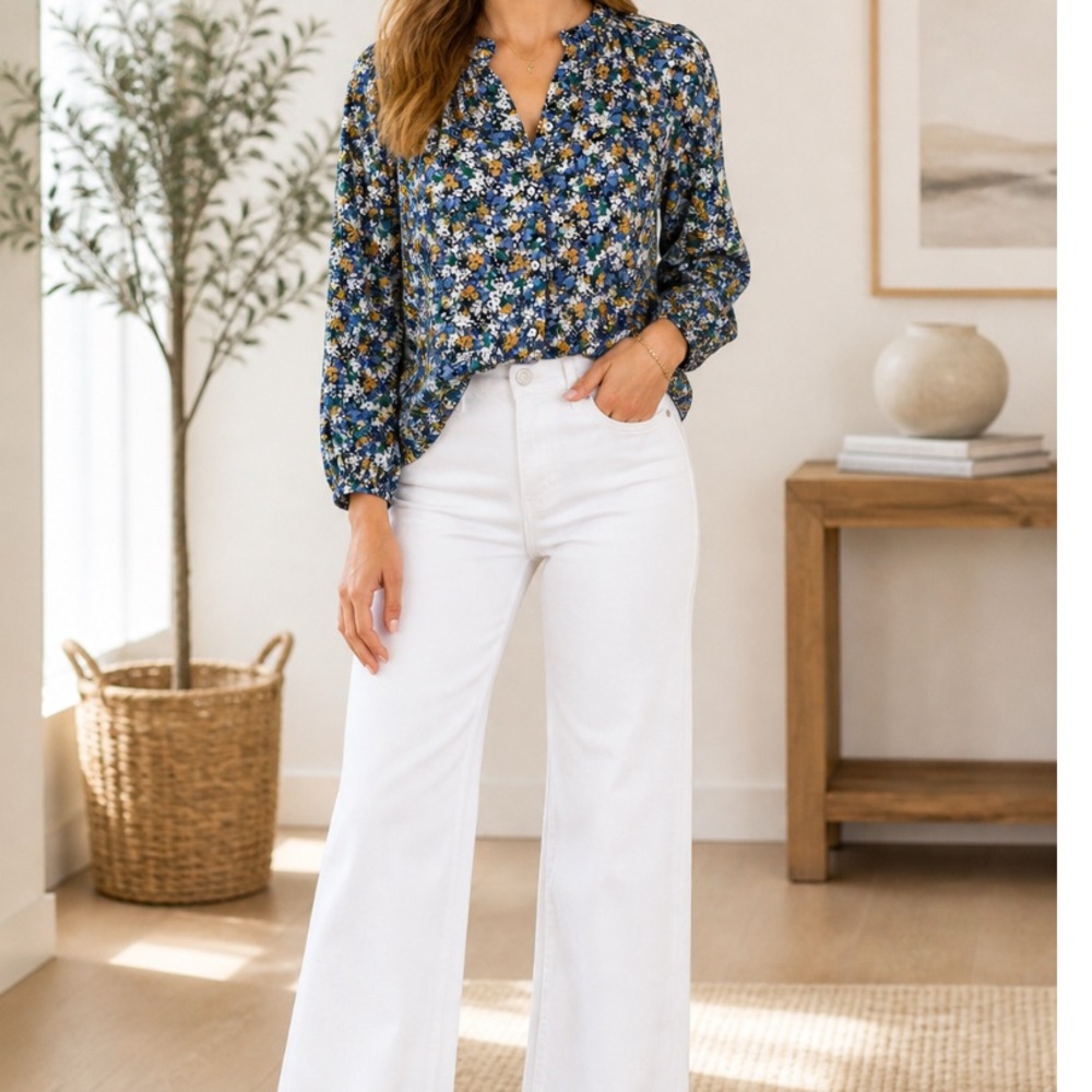 J. Jill, Floral Print Relaxed Fit Women's Blouse, Size M EUC - Picture 3 of 16